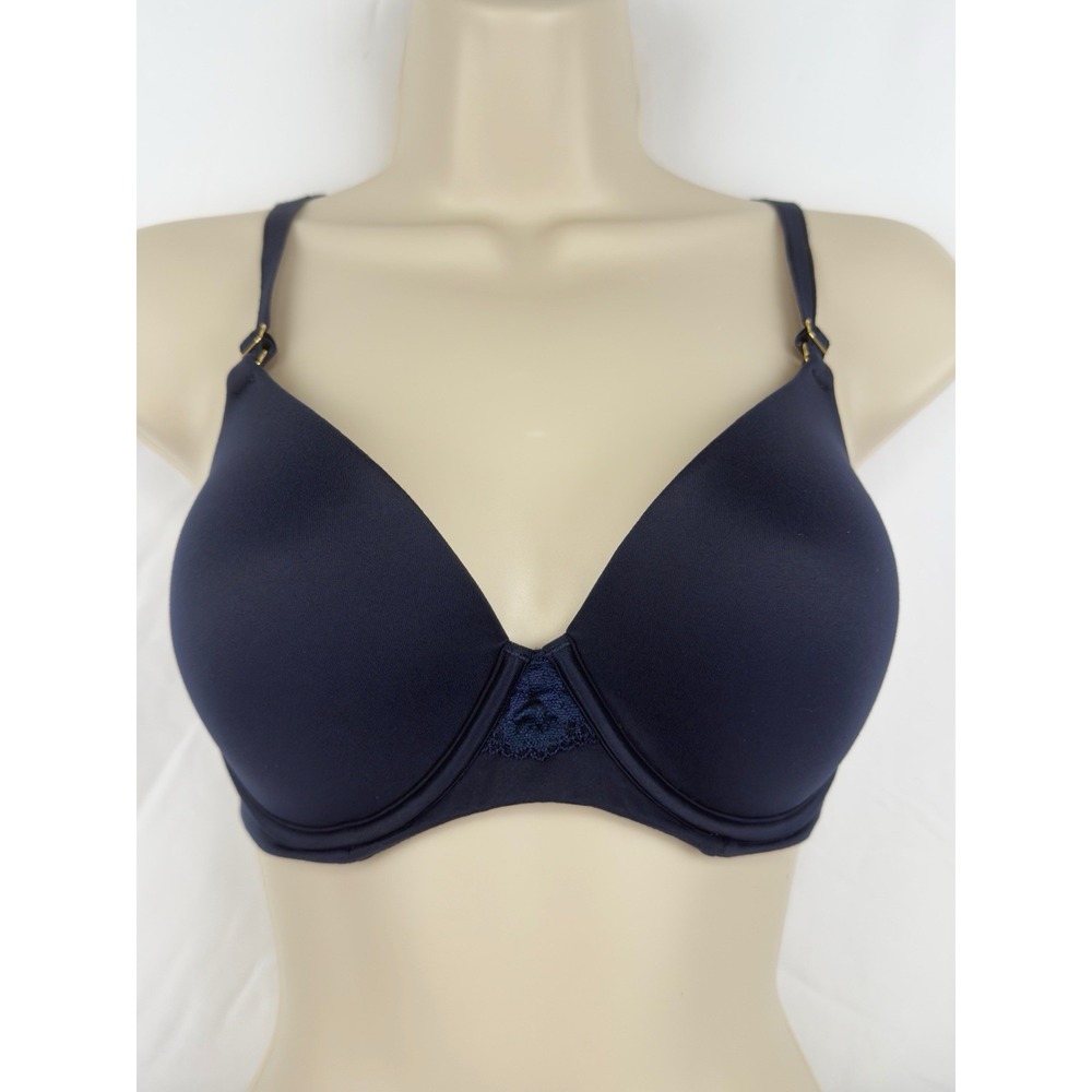 Soma Embraceable Full Coverage Geo Lace Racerback Bra 36C Navy Underwire